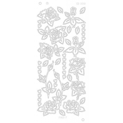 Stickervel: Roses and hearts - platinum - Goud